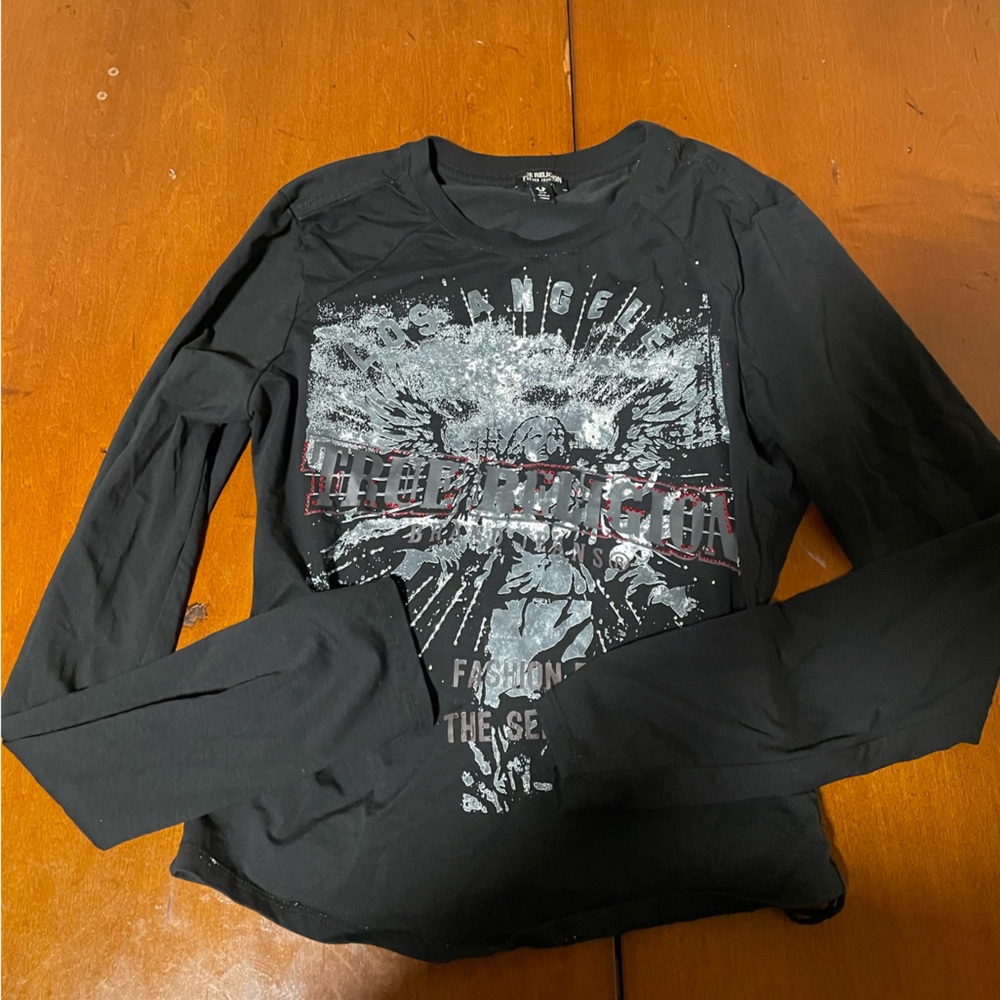 Black True religion Graphic Long Sleeve Shirt